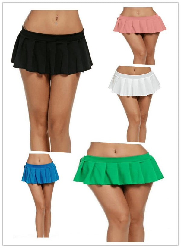 5 Colors Sexy Short Mini Skirt Women Micro Mini Skirt Dance Clubwear Metallic Pleated Skirt S-XXL